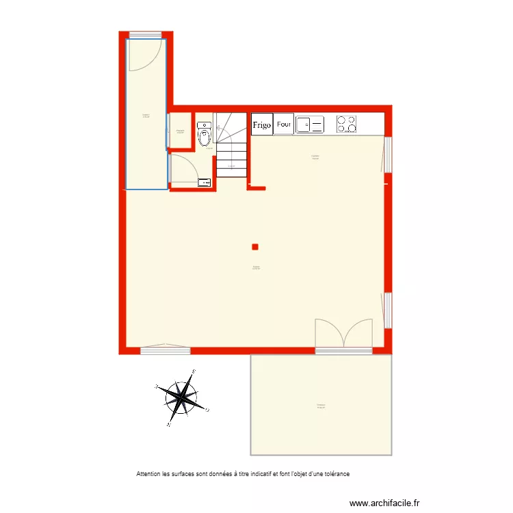 BI 3454 rdc non c&ocirc;t&eacute;. Plan de 