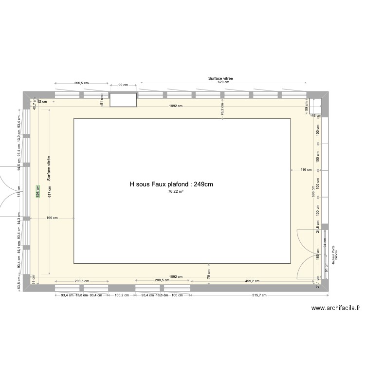 salle de musique . Plan de 1 pièce et 76 m2