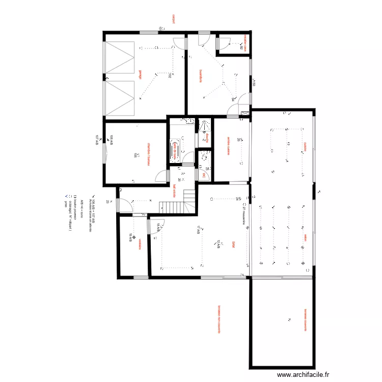 plan rez electricit&eacute; &eacute;clairage  interrupteurs. Plan de 