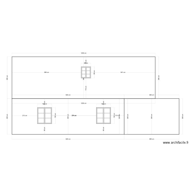 plan façade COUR. Plan de 0 pièce et 0 m2