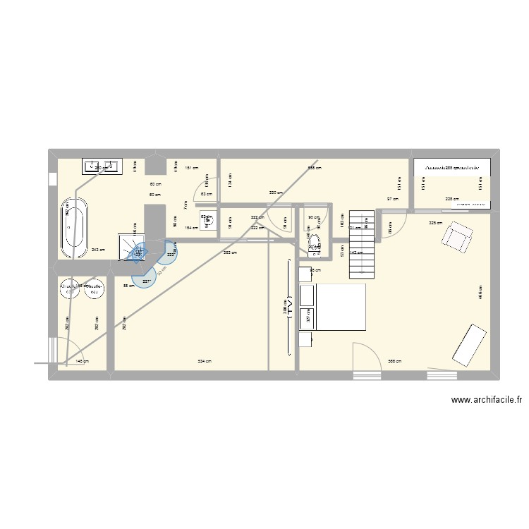 chaussenac sous sol. Plan de 8 pièces et 75 m2