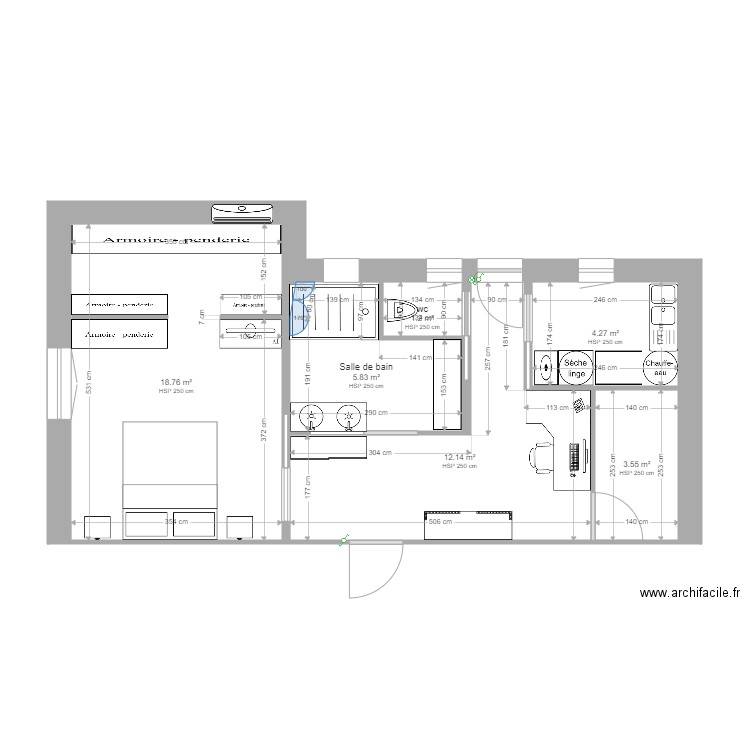 agrandissement 1 metre 80 . Plan de 0 pièce et 0 m2