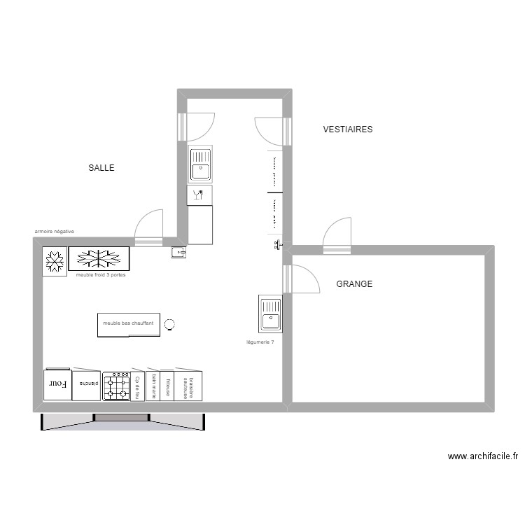 au fil de n'eau. Plan de 2 pièces et 65 m2