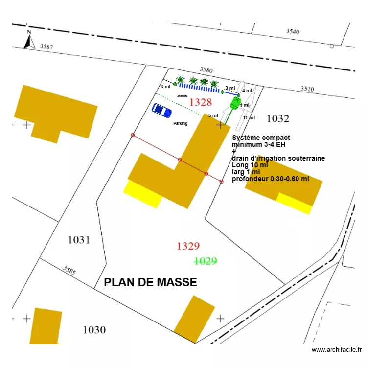 Chadelaud drain d'irrigation. Plan de 