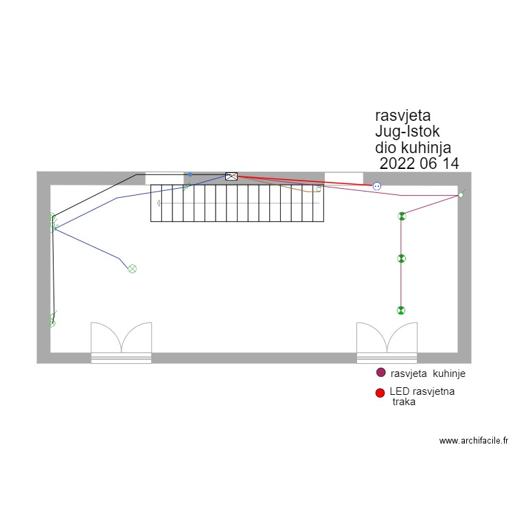 plan-Rasvjeta-Jug-Istok. Plan de 1 pièce et 37 m2