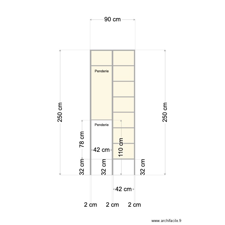 Placard Chambre arrière. Plan de 0 pièce et 0 m2