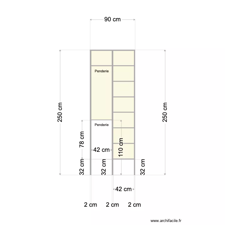 Placard Chambre arrière. Plan de Placard Chambre arrière. Plan de