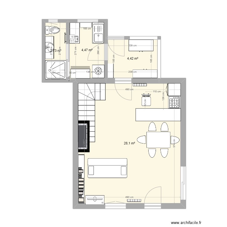 dependance cuisine sdb 4. Plan de 6 pièces et 71 m2