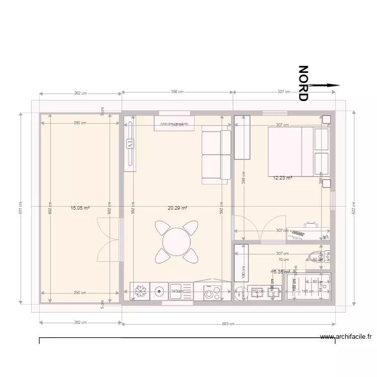 Bungalow. Plan de 