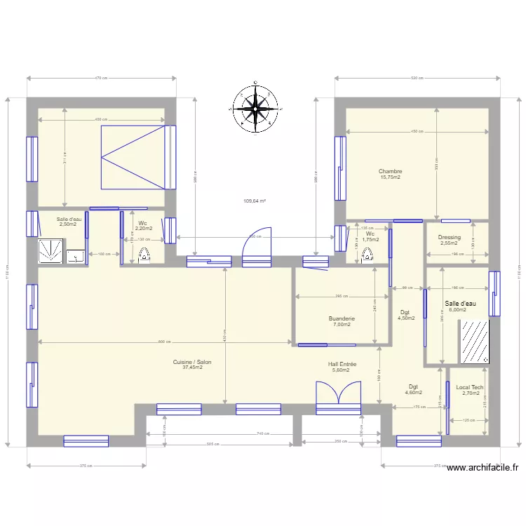  Plan maison H Penestin 94m2. Plan de 