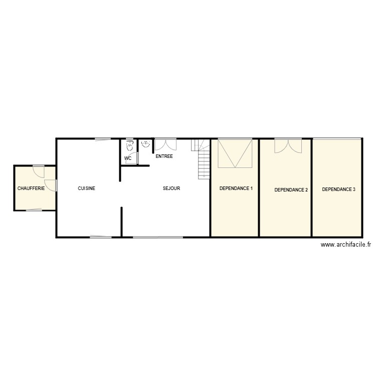 DENIAUD RDC. Plan de 4 pièces et 81 m2