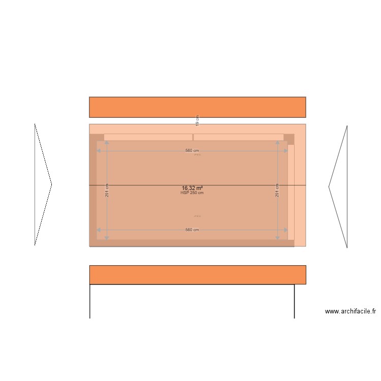 Plan Aurélie Abri. Plan de 1 pièce et 16 m2