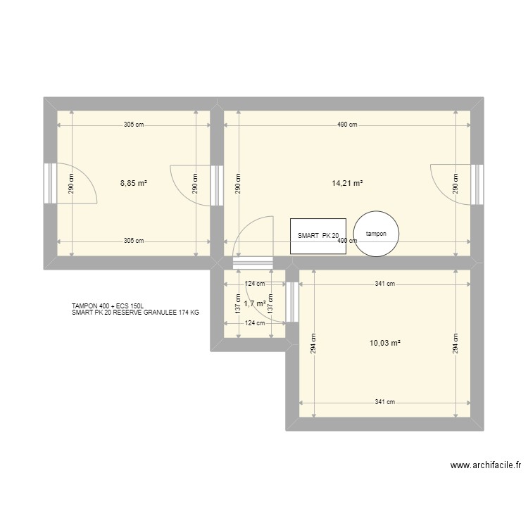 PAPILLON. Plan de 4 pièces et 35 m2