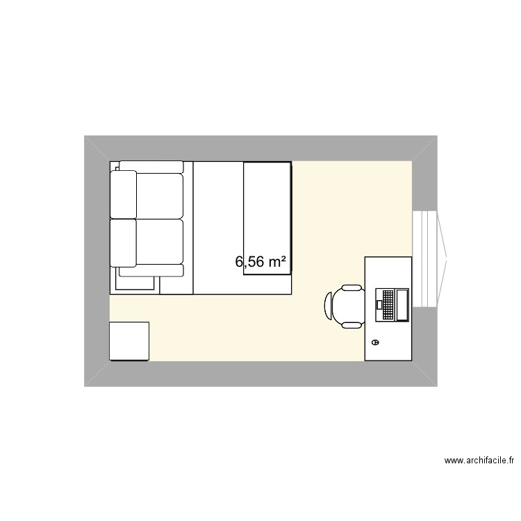 Bureau noa v2. Plan de 1 pièce et 7 m2