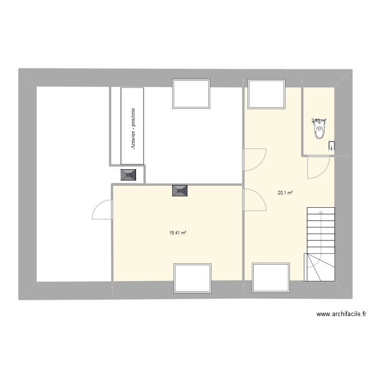 Plan maison. Plan de 3 pièces et 39 m2