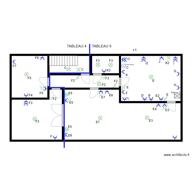 Vilvoord 1. KAT. Plan de 7 pièces et 123 m2