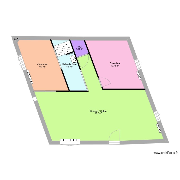 Laetitia - Copie. Plan de 6 pièces et 58 m2