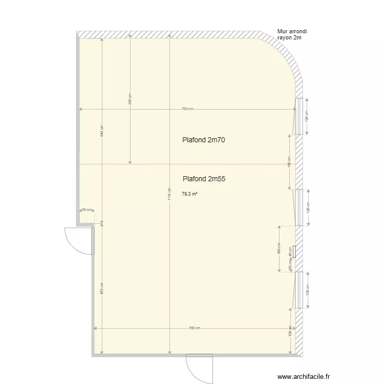 Salle de cours. Plan de 