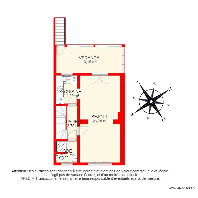 BI12768 - ETAGE. Plan de 8 pièces et 55 m2