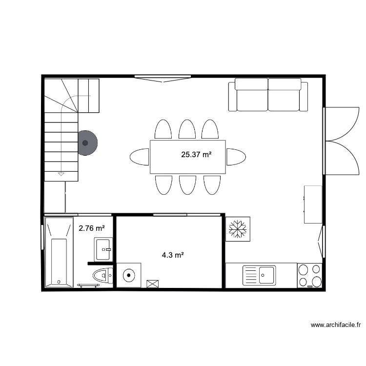 RDC Chalet 33 m2 Test 2. Plan de 