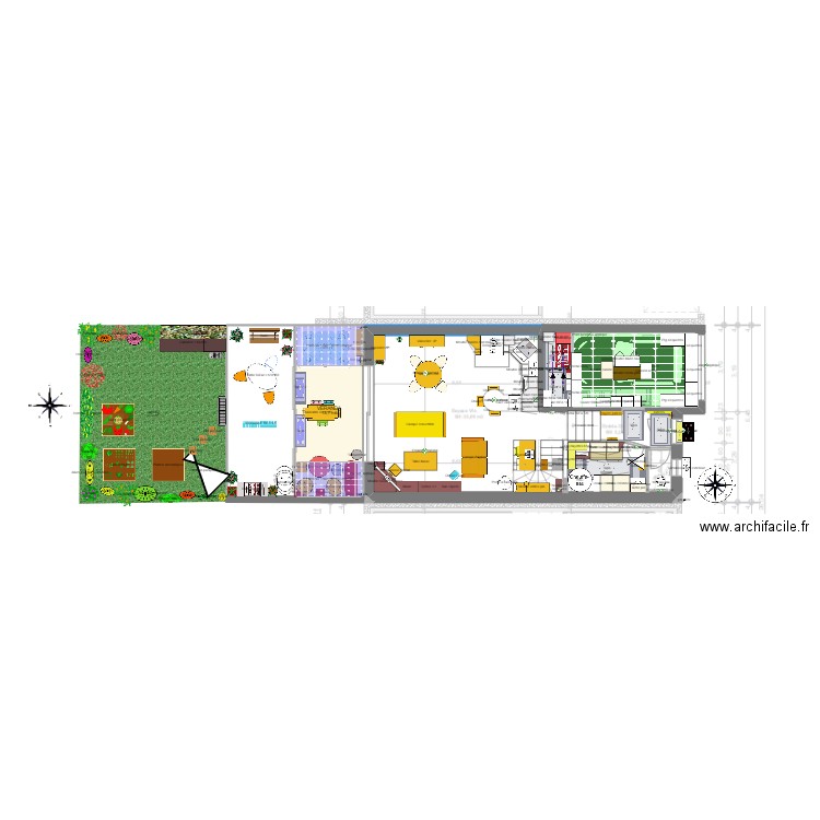 Rdc Coteau . Plan de 1 pièce et 16 m2