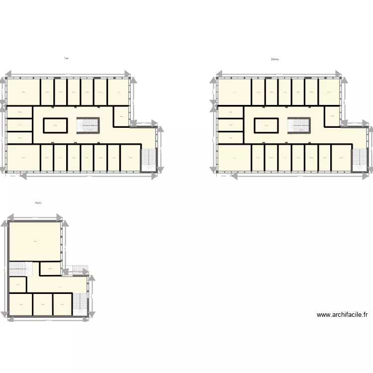 Projet de r&eacute;habilitations bureaux v&eacute;nisieux 02. Plan de 