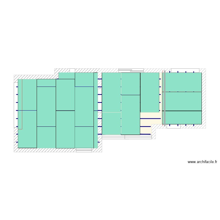 Calepinage Salon SàM. Plan de 2 pièces et 45 m2