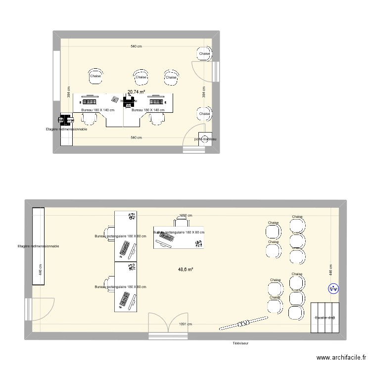 C14. Plan de 2 pièces et 69 m2