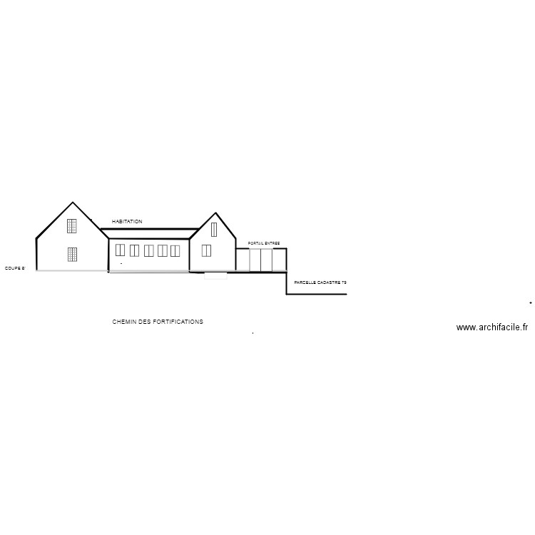 PLAN EN COUPE 1. Plan de 2 pièces et 4 m2