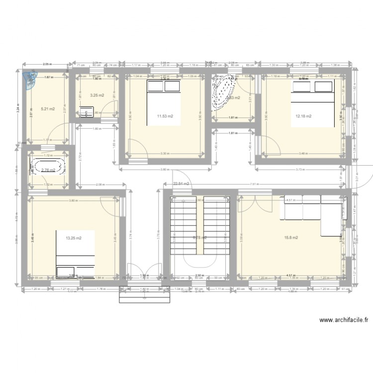 TCRDC. Plan de 10 pièces et 99 m2