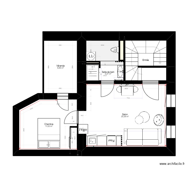 Plan Madeleine électricité. Plan de 14 pièces et 86 m2