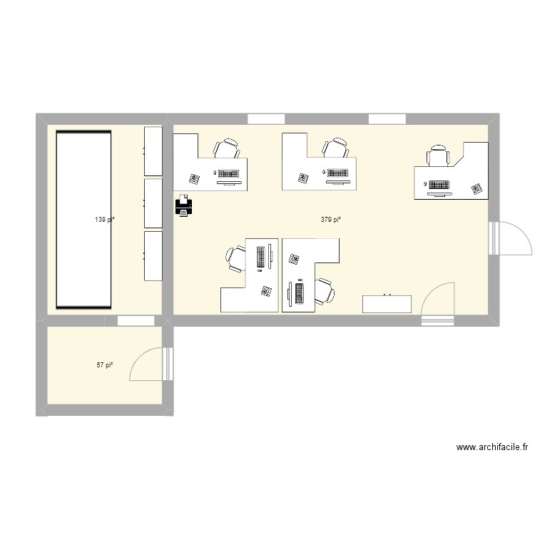 Montcalm-SS-SSI. Plan de 3 pièces et 53 m2