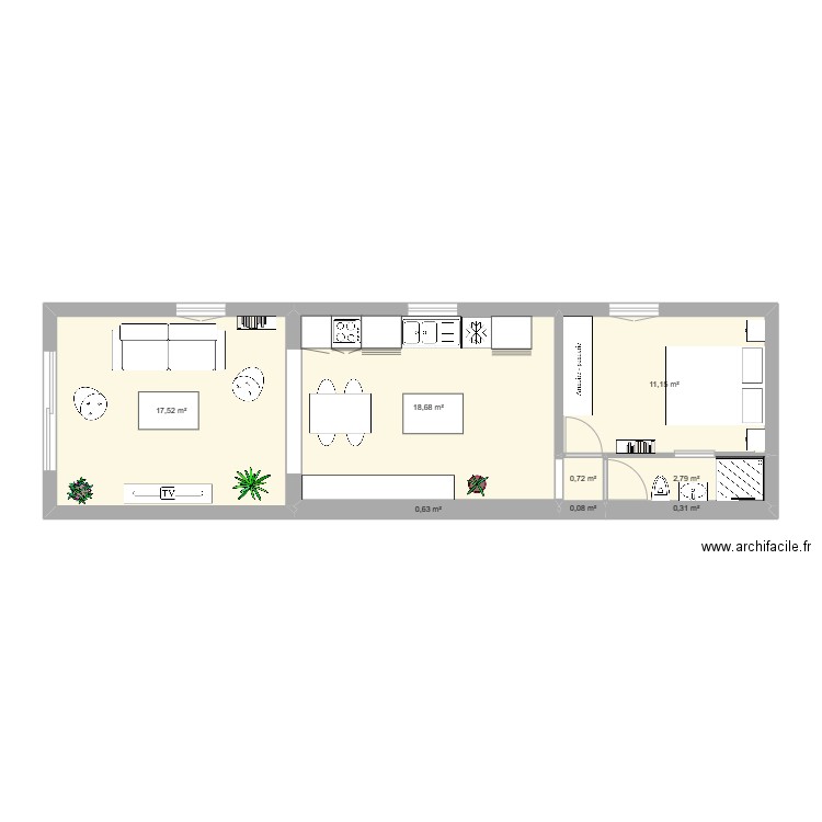 ammenagement garage. Plan de 8 pièces et 52 m2