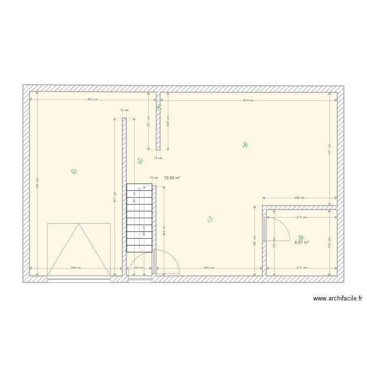 sous sole. Plan de 2 pièces et 79 m2