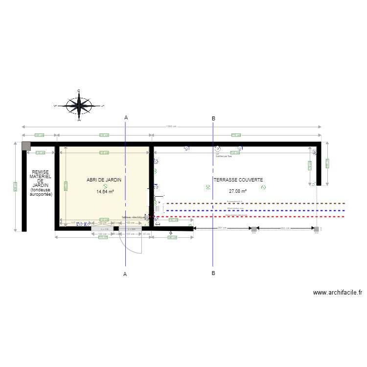 VUE EN PLAN dépendance avec abri tracteur. Plan de 0 pièce et 0 m2