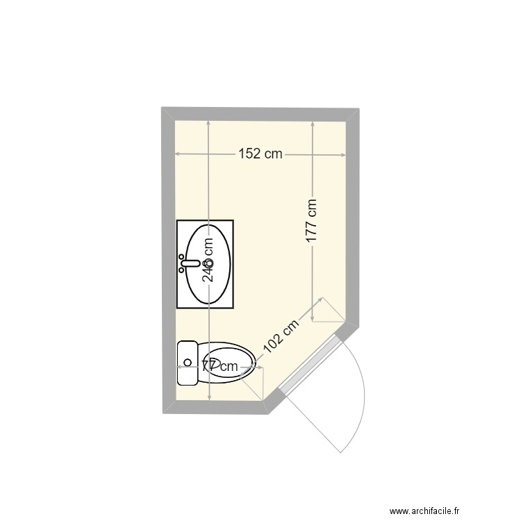 W.L. new SDB Armelle. Plan de 1 pièce et 3 m2