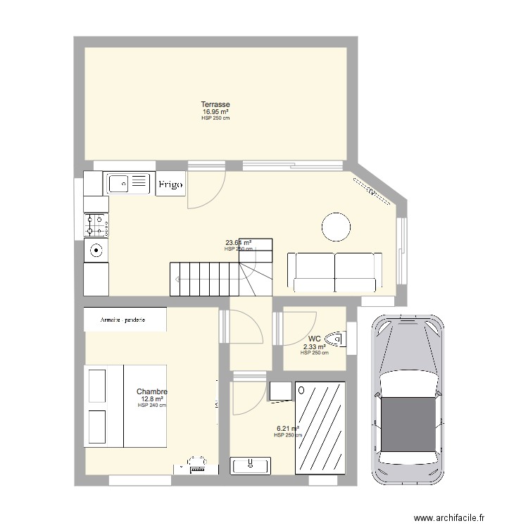 house F2. Plan de 0 pièce et 0 m2