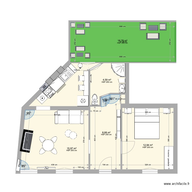 APPT 13. Plan de 6 pièces et 66 m2