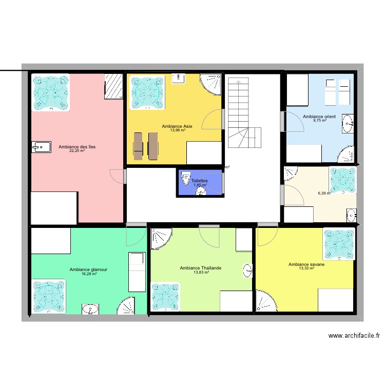 Spa filles ?. Plan de 9 pièces et 120 m2