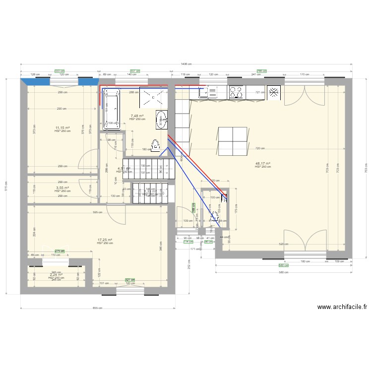 maussane 1 rdc sdbain2eau PER. Plan de 8 pièces et 96 m2