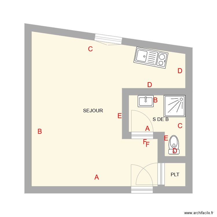 MAMIGE APT 1. Plan de 0 pièce et 0 m2