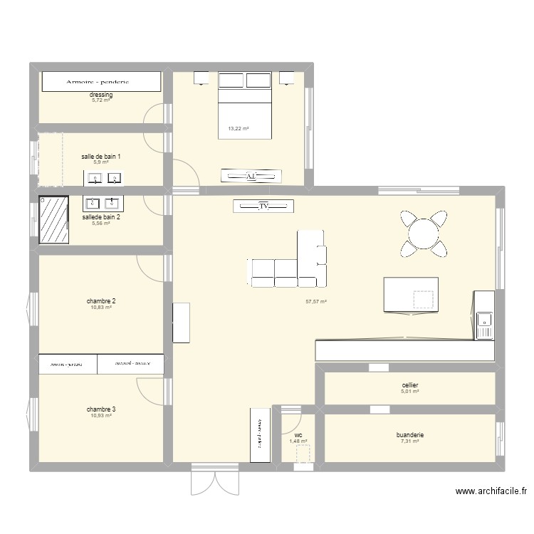 domi. Plan de 0 pièce et 0 m2