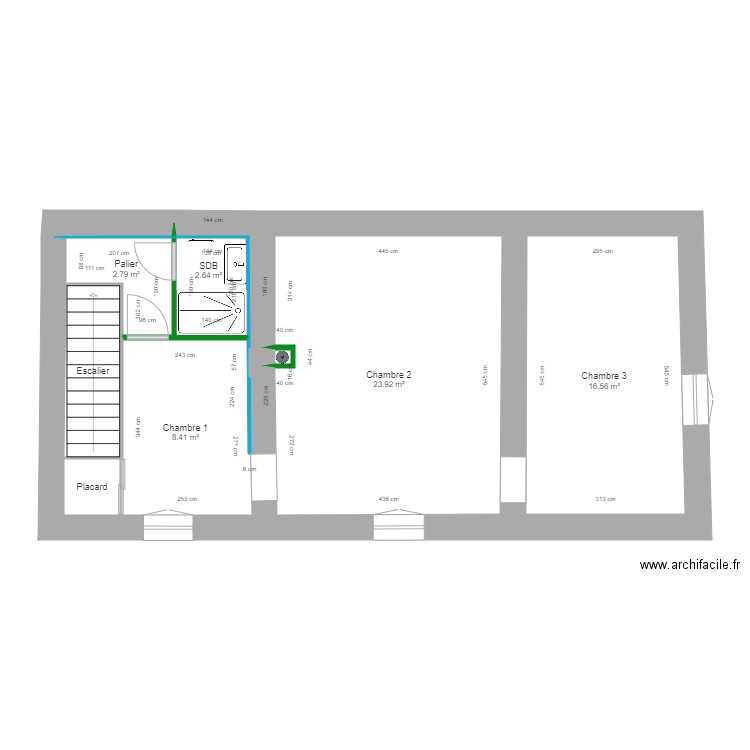 Simon plan travaux étage. Plan de 9 pièces et 59 m2