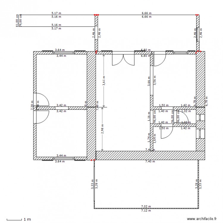a l'echelle 1/100. Plan de 0 pièce et 0 m2