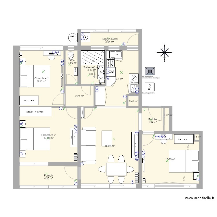 appt toulon projet v cuisine. Plan de 0 pièce et 0 m2