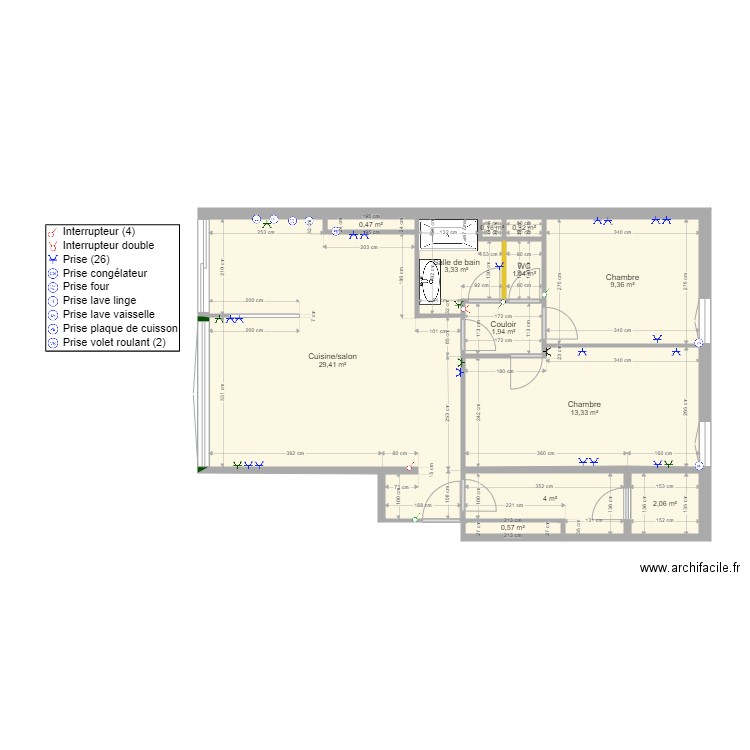 Appart capyeron plus projet elec. Plan de 0 pièce et 0 m2