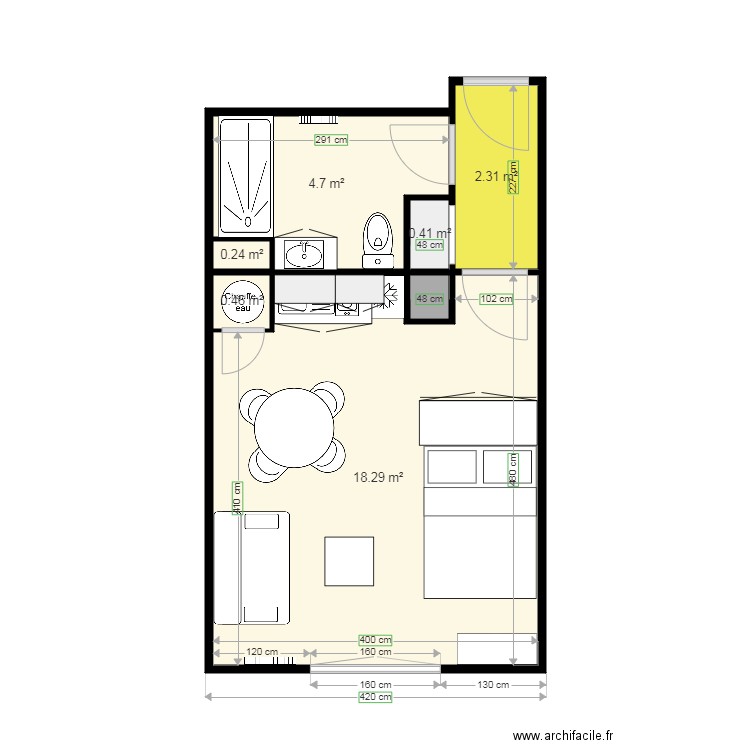 studio 1. Plan de 0 pièce et 0 m2