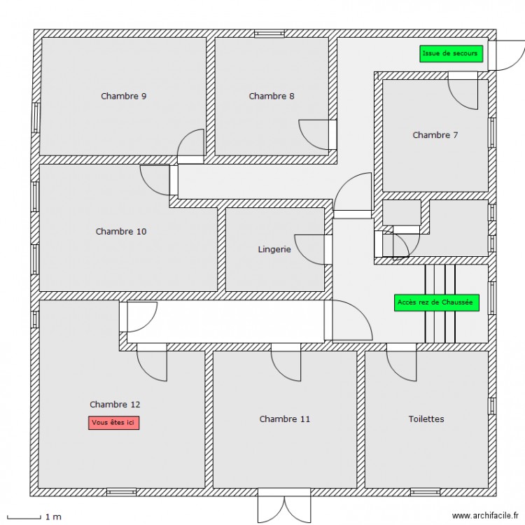 Auberge - 1er etage - Chambre 12. Plan de 0 pièce et 0 m2