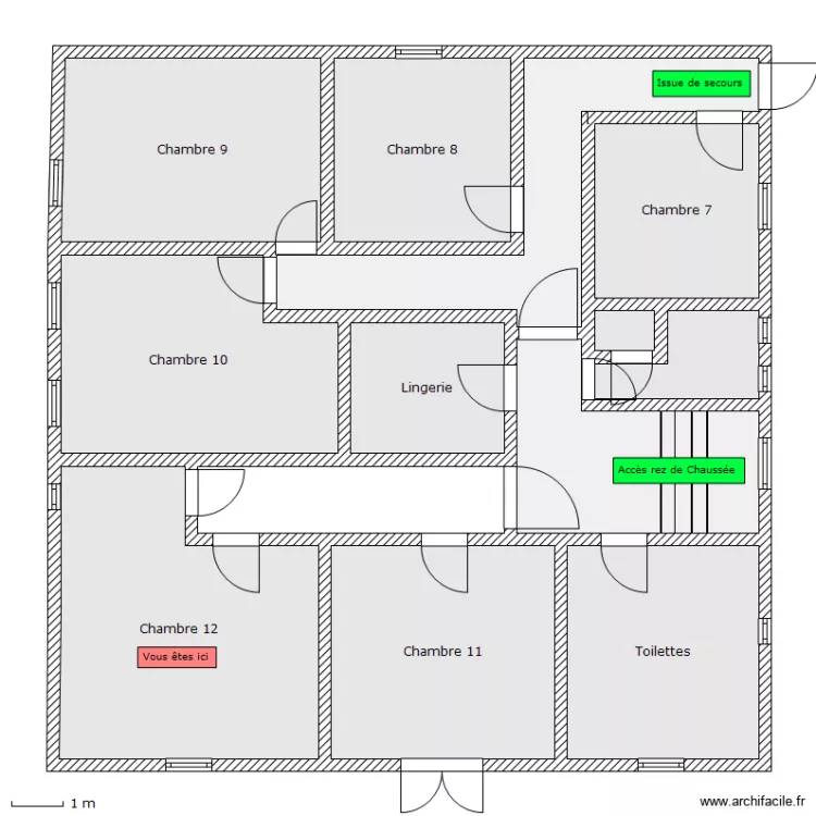 Auberge - 1er etage - Chambre 12. Plan de 