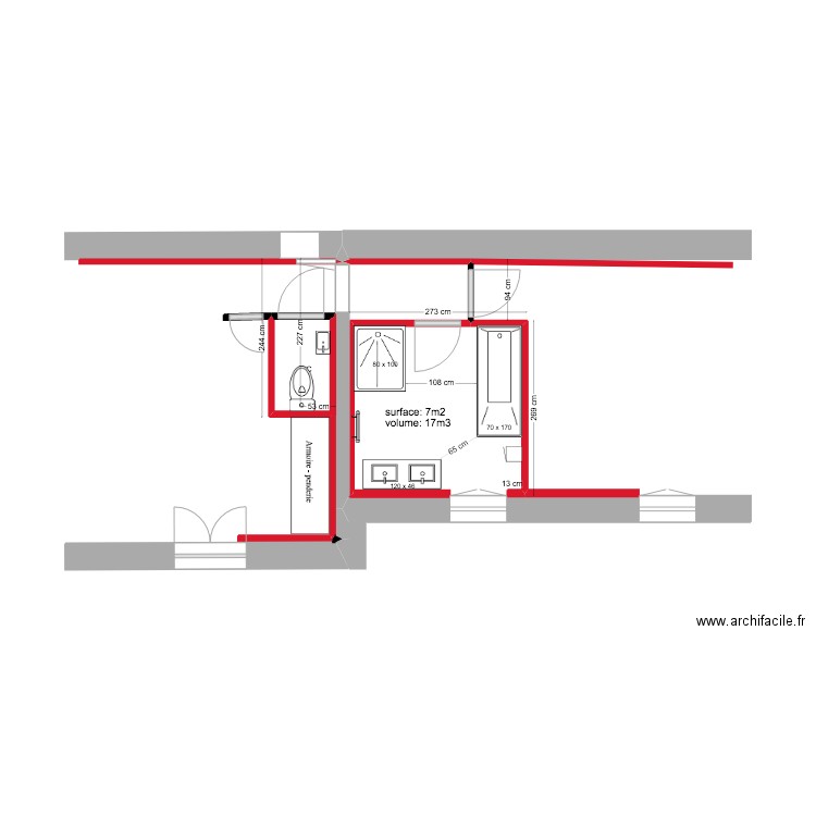 wc + sdb etage ouest. Plan de 0 pièce et 0 m2